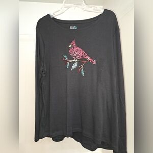 Croft & Barrow Classic Holiday Black Tee